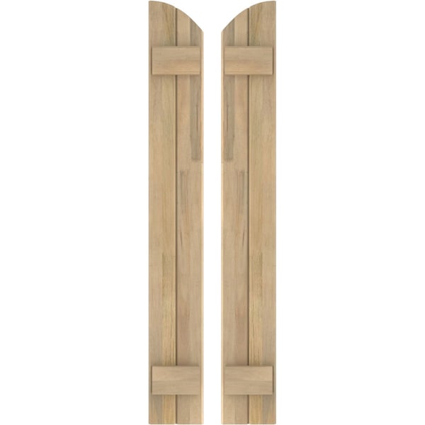 Ekena Millwork Americraft 2-Board (2 Batten) Wood Joined Board-n-Batten Shutters w/Ellipt Top, ARW101BE207X77UNH, PR ARW101BE207X77UNH - main